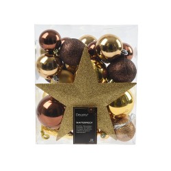 Juego de 33 adornos  colores dorado y marrón.