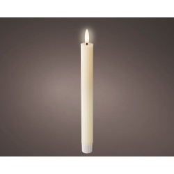 Vela de cera led color beige, relieve ø2,2 x 24,5 cm. pack 2 uds