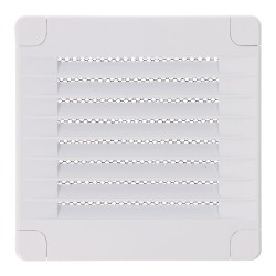 Rejilla ventilación cuadrada con tapones y mosquitera 100x100x7mm abs blanca