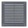 Rejilla ventilación cuadrada con tapones y mosquitera 150x150x7mm abs gris