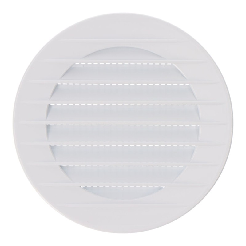 Rejilla ventilación redonda empotrable con mosquitera ø80mm abs blanca