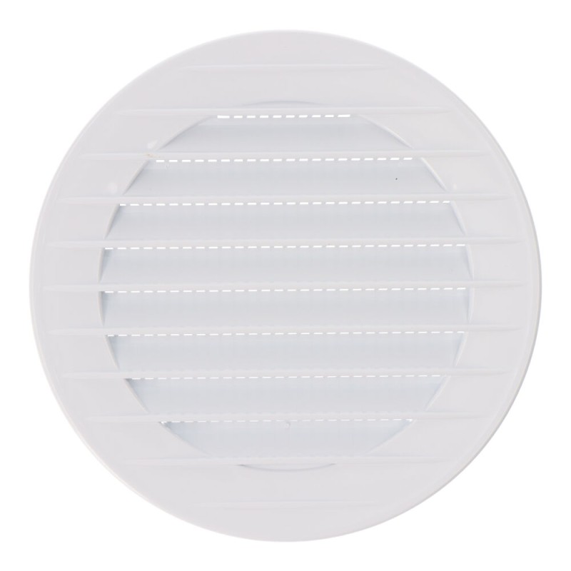 Rejilla ventilación redonda empotrable con mosquitera ø90mm abs blanca