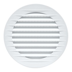 Rejilla ventilación redonda empotrable con mosquitera ø100mm abs blanca