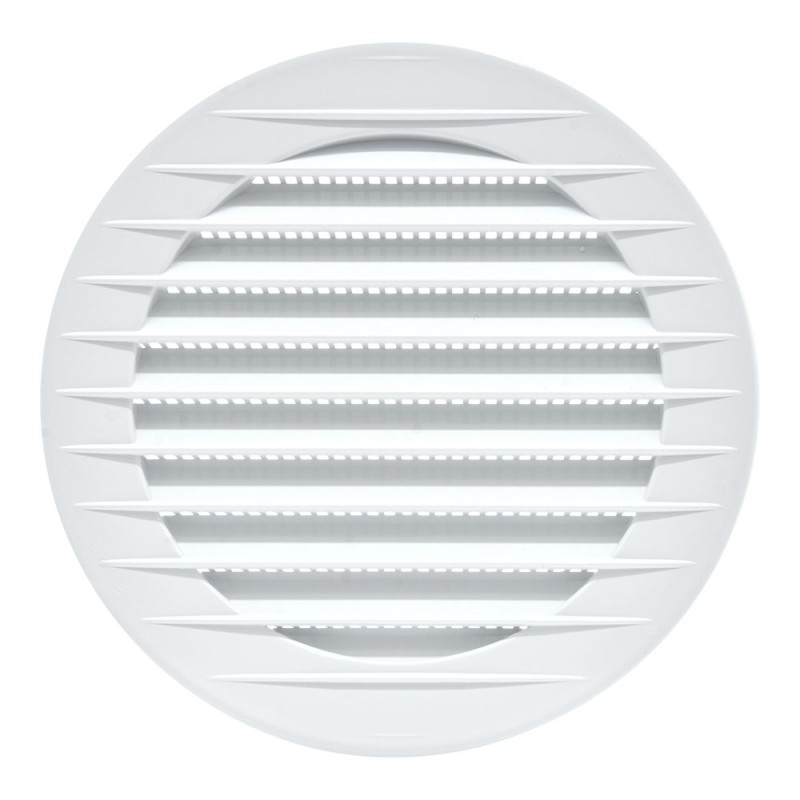 Rejilla ventilación redonda empotrable con mosquitera ø100mm abs blanca