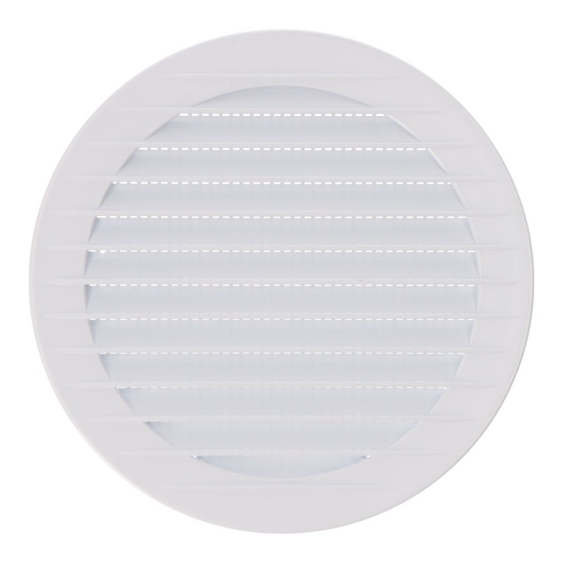 Rejilla ventilación redonda empotrable con mosquitera ø120mm abs blanca
