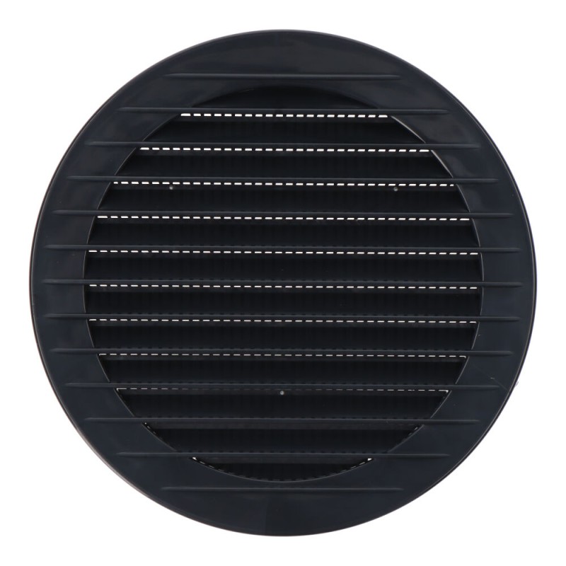 Rejilla ventilación redonda empotrable con mosquitera ø120mm abs gris antracita