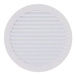 Rejilla ventilación redonda empotrable con mosquitera ø150mm abs blanca