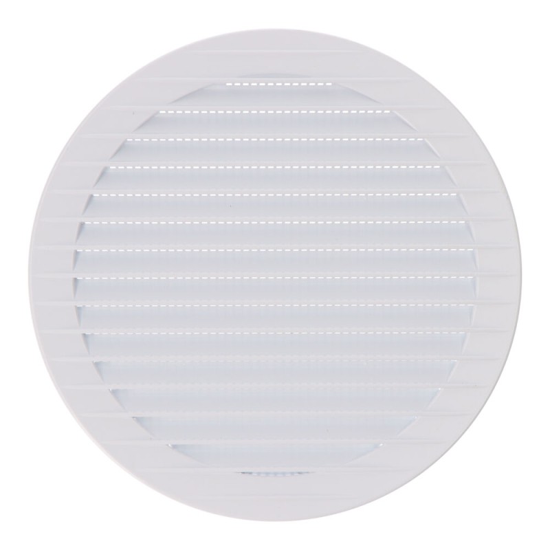 Rejilla ventilación redonda empotrable con mosquitera ø150mm abs blanca