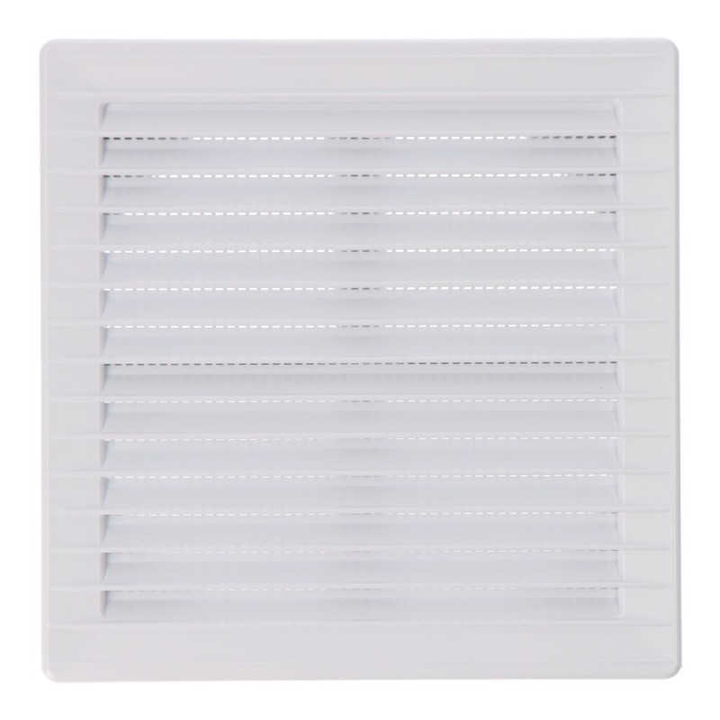 Rejilla ventilación cuadrada empotrable ajustable ø 80-150 con mosquitera 170x170x11,5mm abs blanca