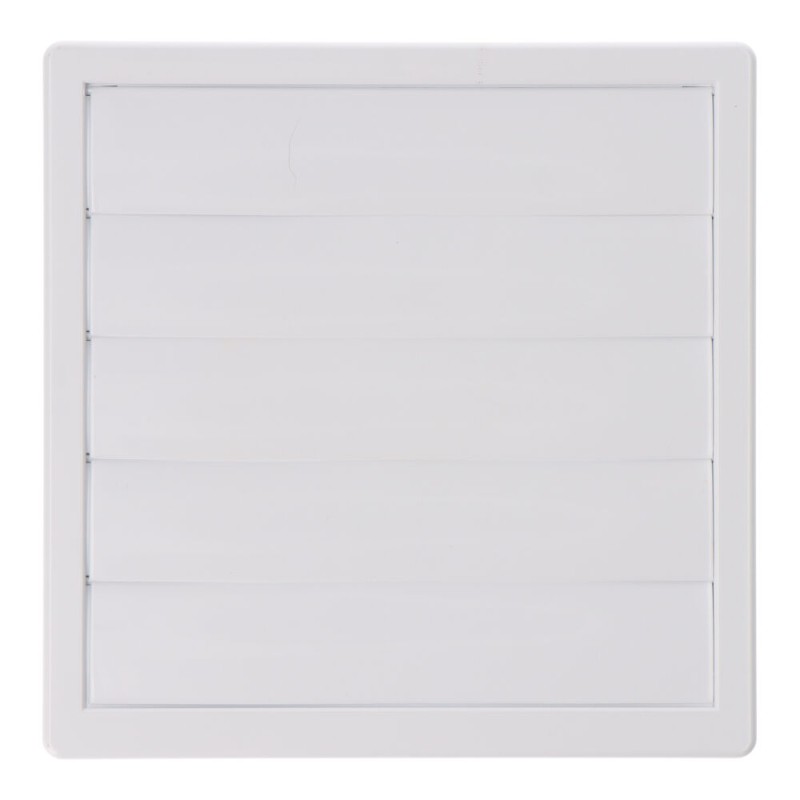 Rejilla ventilación cuadrada empotrable con lamas móviles 170x170mm enclavamiento ø120mm abs blanca