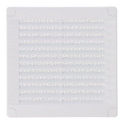 Rejilla ventilación cuadrada con tapones y mosquitera 150x150x7mm abs blanca