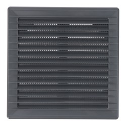 Rejilla ventilación cuadrada empotrable ajustable ø 80-150 con mosquitera 170x170x11,5mm abs gris