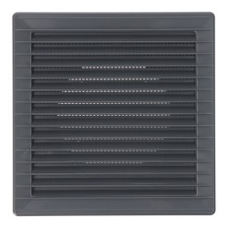 Rejilla ventilación cuadrada empotrable ø 100mm con mosquitera 170x170x11,5mm abs gris