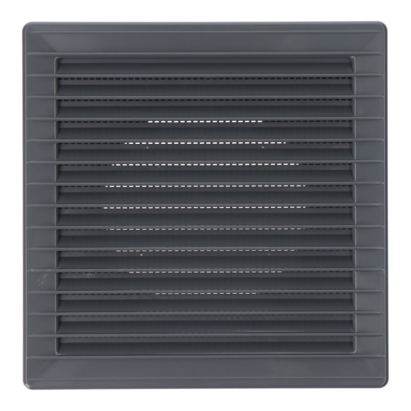 Rejilla ventilación cuadrada empotrable ø 100mm con mosquitera 170x170x11,5mm abs gris