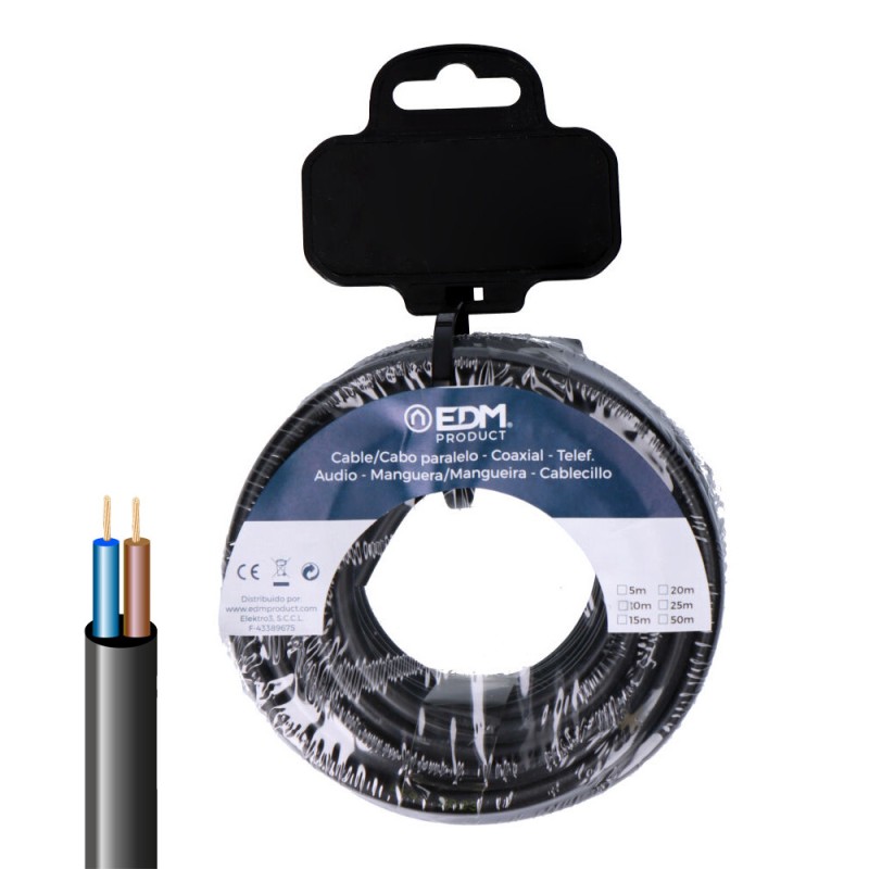 Carrete manguera tubular h05vv-f 2 x 0,75 mm negra, 20 m