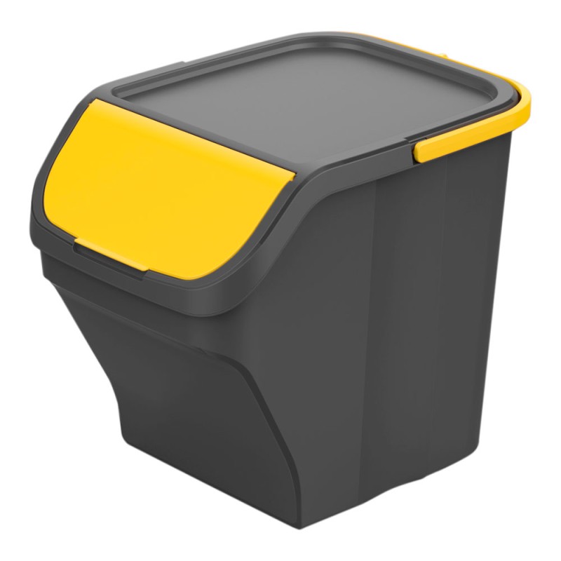 Cubo stack´n sort gris con tapa color amarillo 30 x 40 x 34 cm 25 l