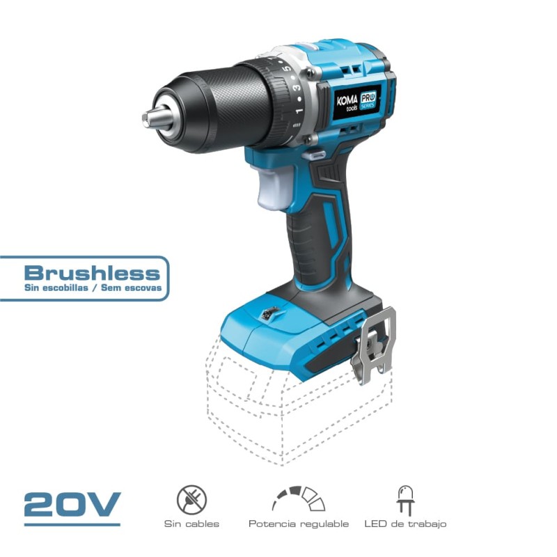 Taladro atornillador compacto brushless 20 v