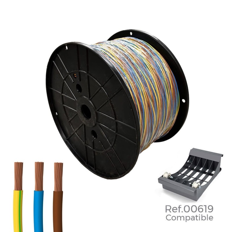 Cablecillo trenzado h07z1-k 3 g 2,50 mm 3 colores, 200 m. (bobina grande)