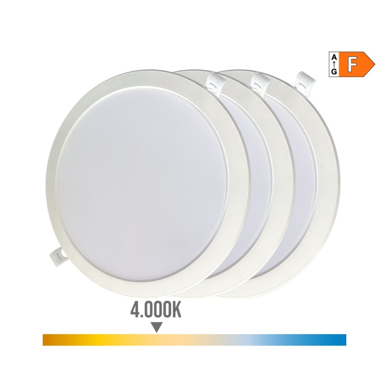 Pack 3 downlights led 18w luz día 4000 k