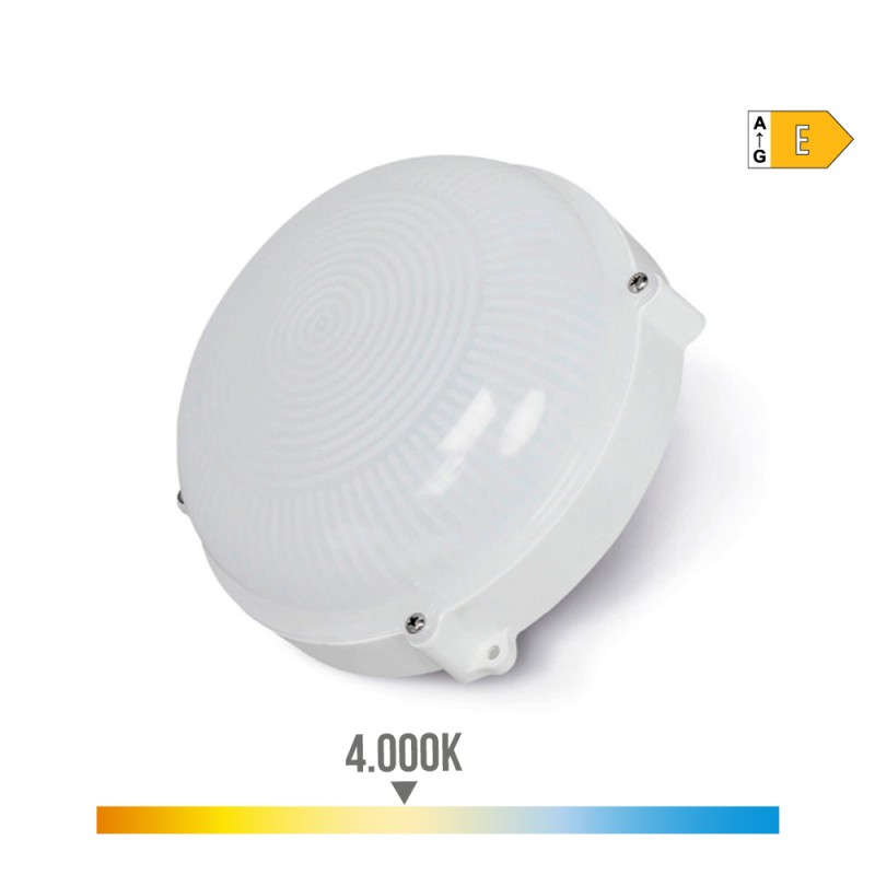 Aplique led circular blanco 12 w 4000k luz día ip65 ø19,2 x 7,2 cm
