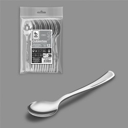 Cuchara reutilizable postre-café color plata 13 cm, 12 uds