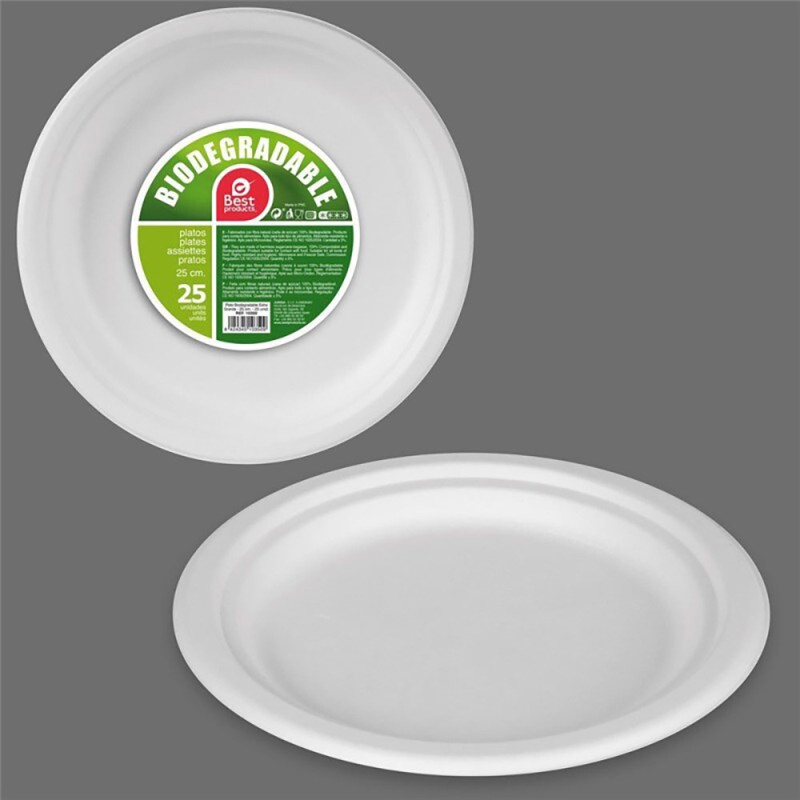Platos de cartón redondos blancos ø25 cm, 25 uds
