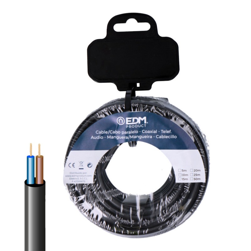 Carrete manguera tubular vv-k06/1kv 2 x 2,50 mm negra, 20 m