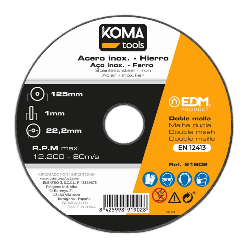 Disco corte hierro y acero inoxidable ø125 x 1,0 x 22,2 mm