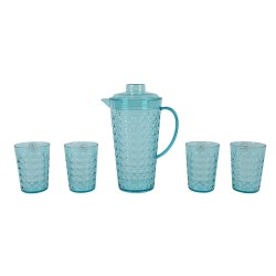 Jarra 2 l y 4 vasos 420 ml diseño bolas de color azul