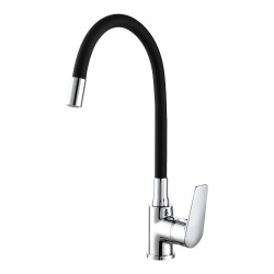 Grifo monomando de cocina caño alto flexible negro serie baiona