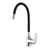 Grifo monomando de cocina caño alto flexible negro serie baiona