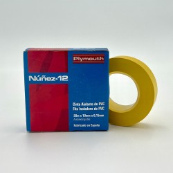 Cinta aislante pvc alta adhesión amarilla 19 mm x 0,15 mm x 20 m
