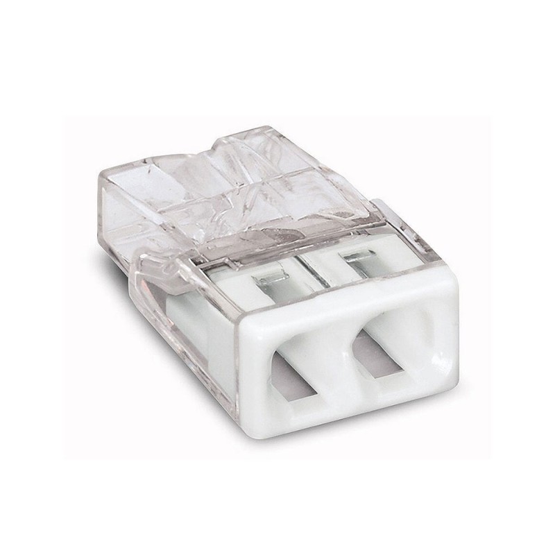 Conector rápido 2 vias, ø maximo 2,5 mm, transparente / blanca
