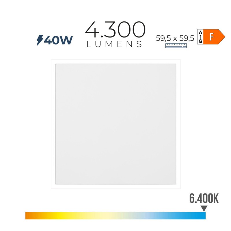 Panel led 40 w 6400 k 4300 lm luz fria 59,5 x 59,5 x 2,9 cm