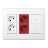 Caja con 2 schukos blancos + 2 schukos rojos + 2 rj45 500 cima superficie o empotrar blanca