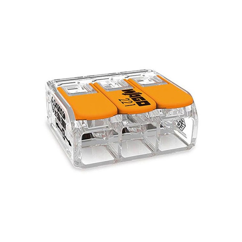 Conector rápido con palanca 3 vias, ø maximo 6 mm, 450 v , 41 a transparente 22,9 x 21,1 x 10,1 mm