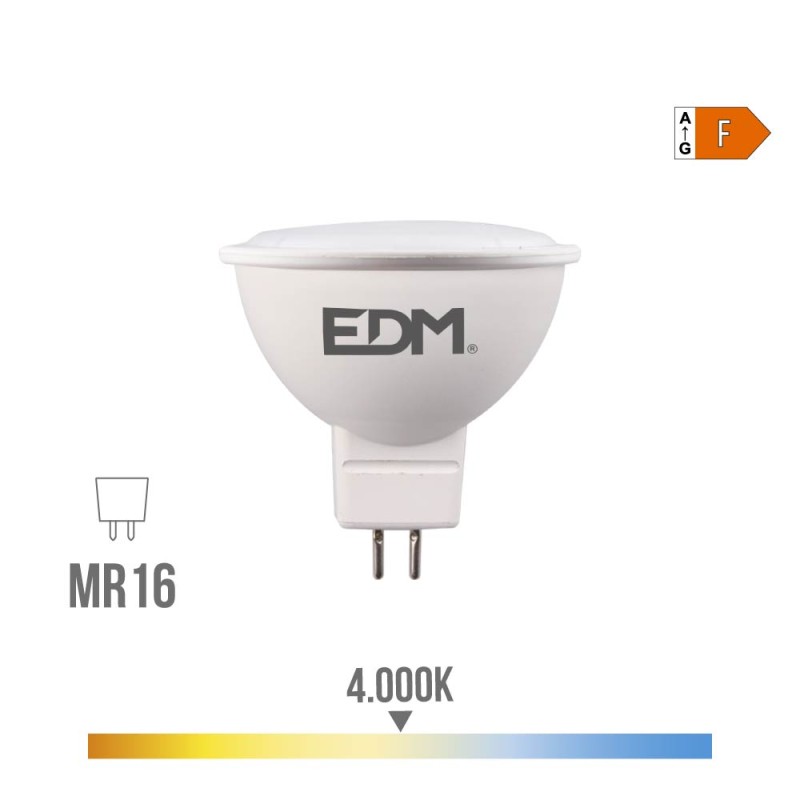 Bombilla dicroica led mr16 8 w 780 lm 4000 k luz dia 120° ø5 x 5 cm