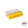 Conector rápido 5 vias, ø máximo 2,5 mm, transparente / amarilla, 10 uds
