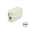 Conector rápido en linea presilla 3 vias, 2 rígidos + 1 rígido, semirígido o flexible ø máximo 2,5 mm, blanco, 10 uds