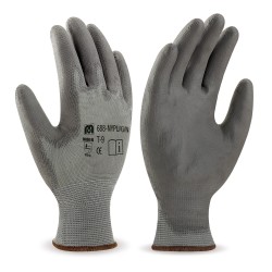 Guantes poliéster gris con recubrimiento de poliuretano gris en388, talla 8
