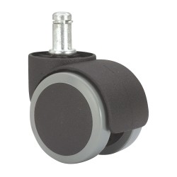 Rueda giratoria espiga lisa con anilla, color negro/gris, carga máx. 50 kg, 11 x 22 mm, ø 5 cm