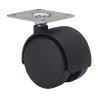 Rueda giratoria con placa y eje liso, color negro, carga máx. 20 kg, ø 4 cm