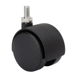 Rueda giratoria espiga roscada y eje liso, color negro, carga máx. 50 kg, 10 x 15 cm, ø 5 cm
