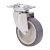 Rueda giratoria de goma con placa y eje liso, color gris, carga máx. 40 kg. ø 5 cm