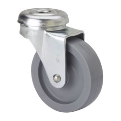 Rueda giratoria con agujero y eje liso, color gris, carga máx. 22 kg, ø 4 cm