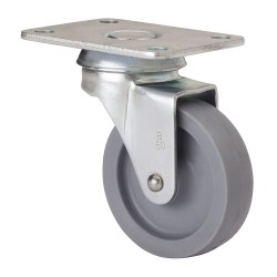 Rueda giratoria con placa y eje liso, color gris, carga máx. 15 kg, ø 3 cm