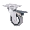 Rueda giratoria de goma con placa, freno y eje liso, color gris, carga máx. 17 kg, ø 4 cm
