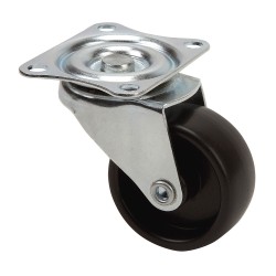 Rueda giratoria con placa y eje liso, color negro, carga máx. 20 kg, ø 4 cm