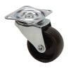Rueda giratoria con placa y eje liso, color negro, carga máx. 30 kg, ø 5 cm