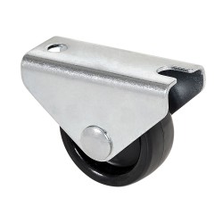 Rueda fija con placa y eje liso de dos fijaciones, color negro, carga máx. 20 kg, ø 1,5 cm